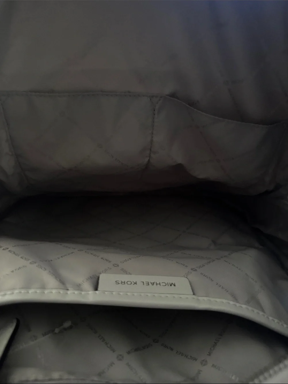 Michael Kors Quilted Cream Nylon Backpack with Silver Hardware